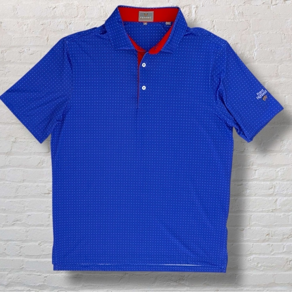 FENNEC Golf Polo Forest Highlands Country Club Blue Micro Dot Men’s Medium